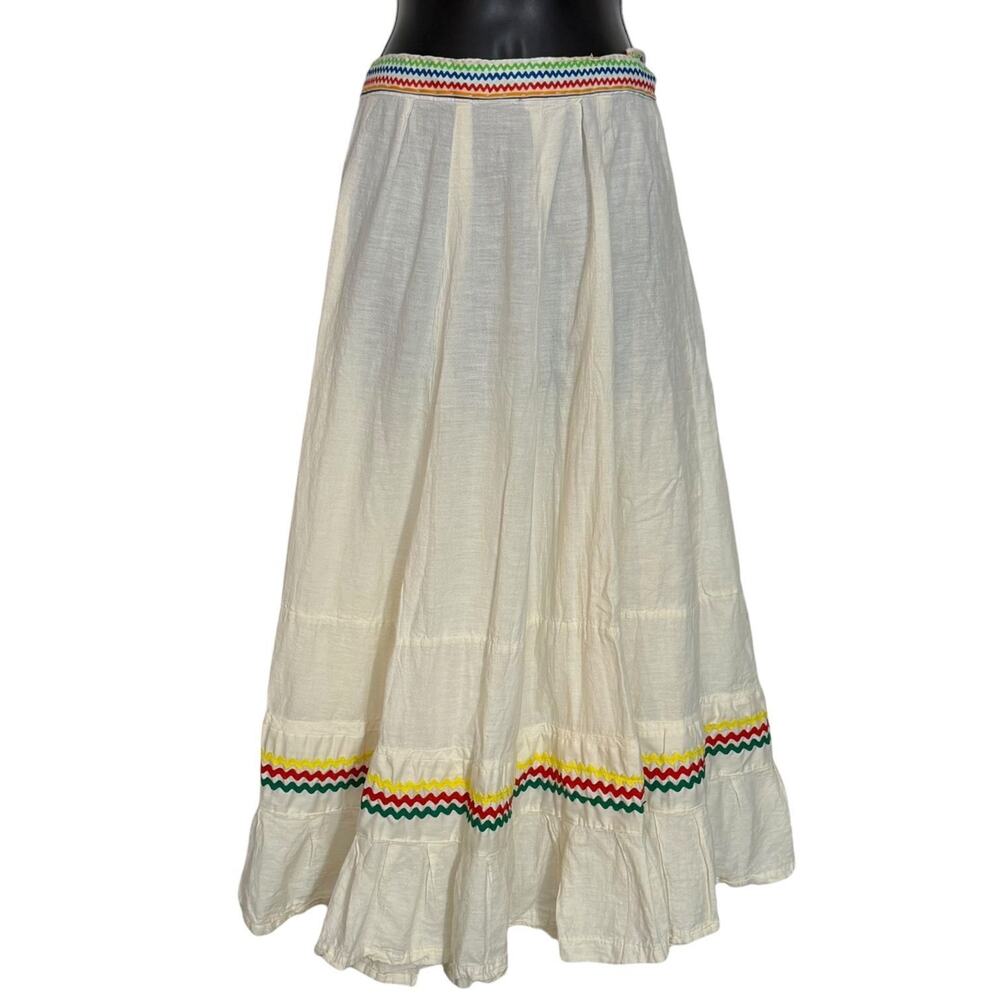 VINTAGE 60s 70s HANDMADE WESTERN MAXI SKIRT RIC RAC TRIM SIZE 2X 3X